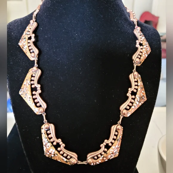 Vintage Matisse Copper and Speckled Enamel Set Embellished 1950's 60's Feminine